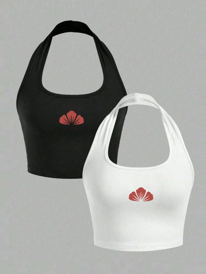 Women's Halter Neck Crop Top ( set of 2 )