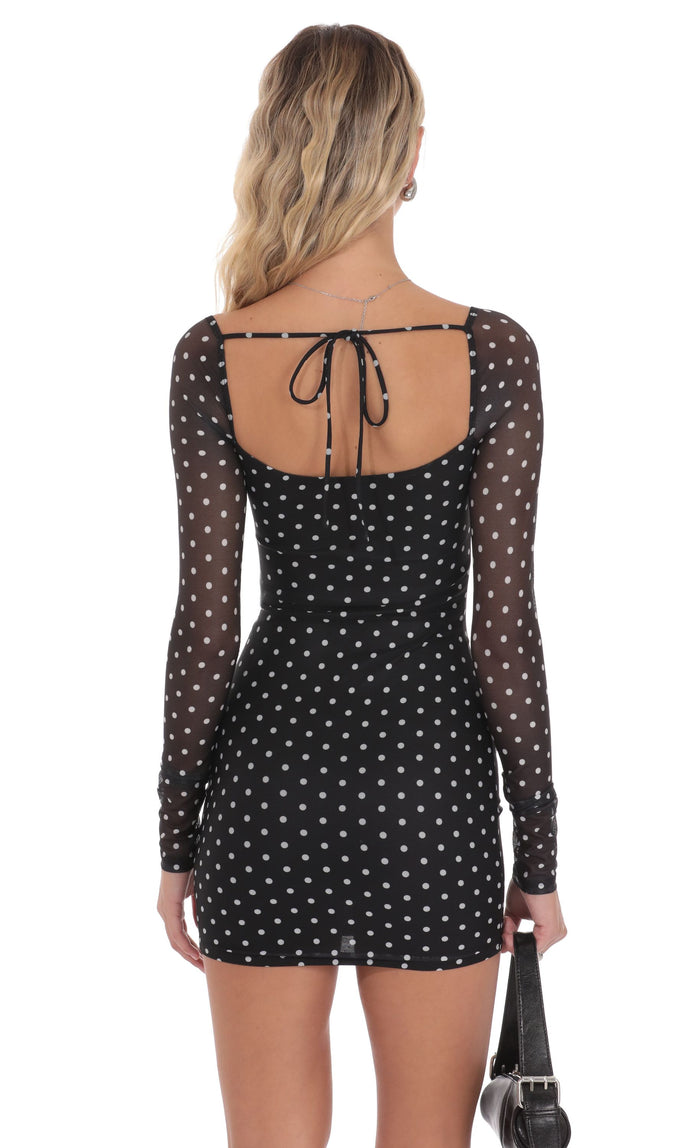 The Dot Illusion: Sheer Sleeve Sweetheart Mini Dress