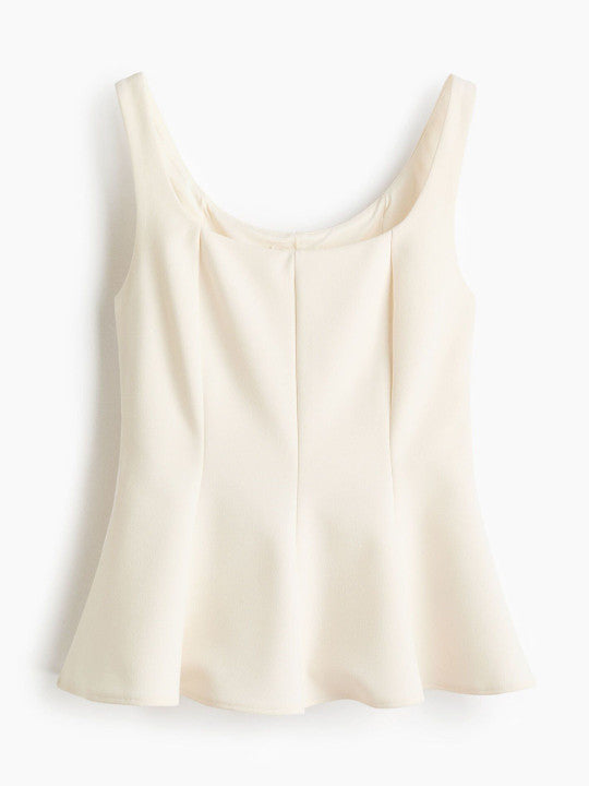 Ivory Scoop Neck Sleeveless Peplum Top