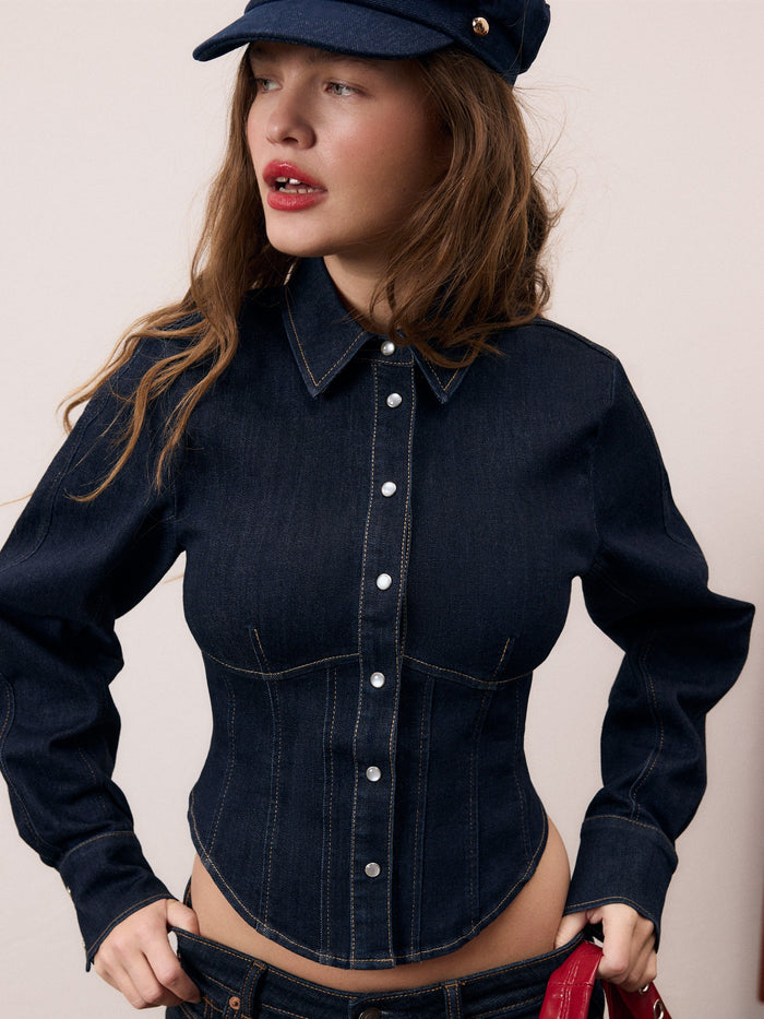 Midnight Denim Corset shirt