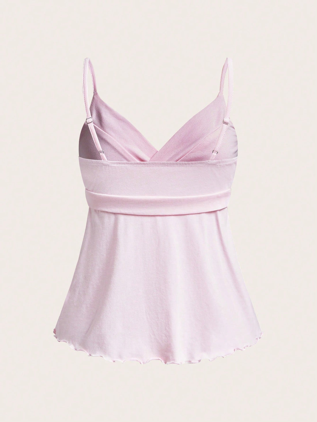 Blush Pink Wrap Cami Top for Women – Tie Waist Flared Hem Summer Tank