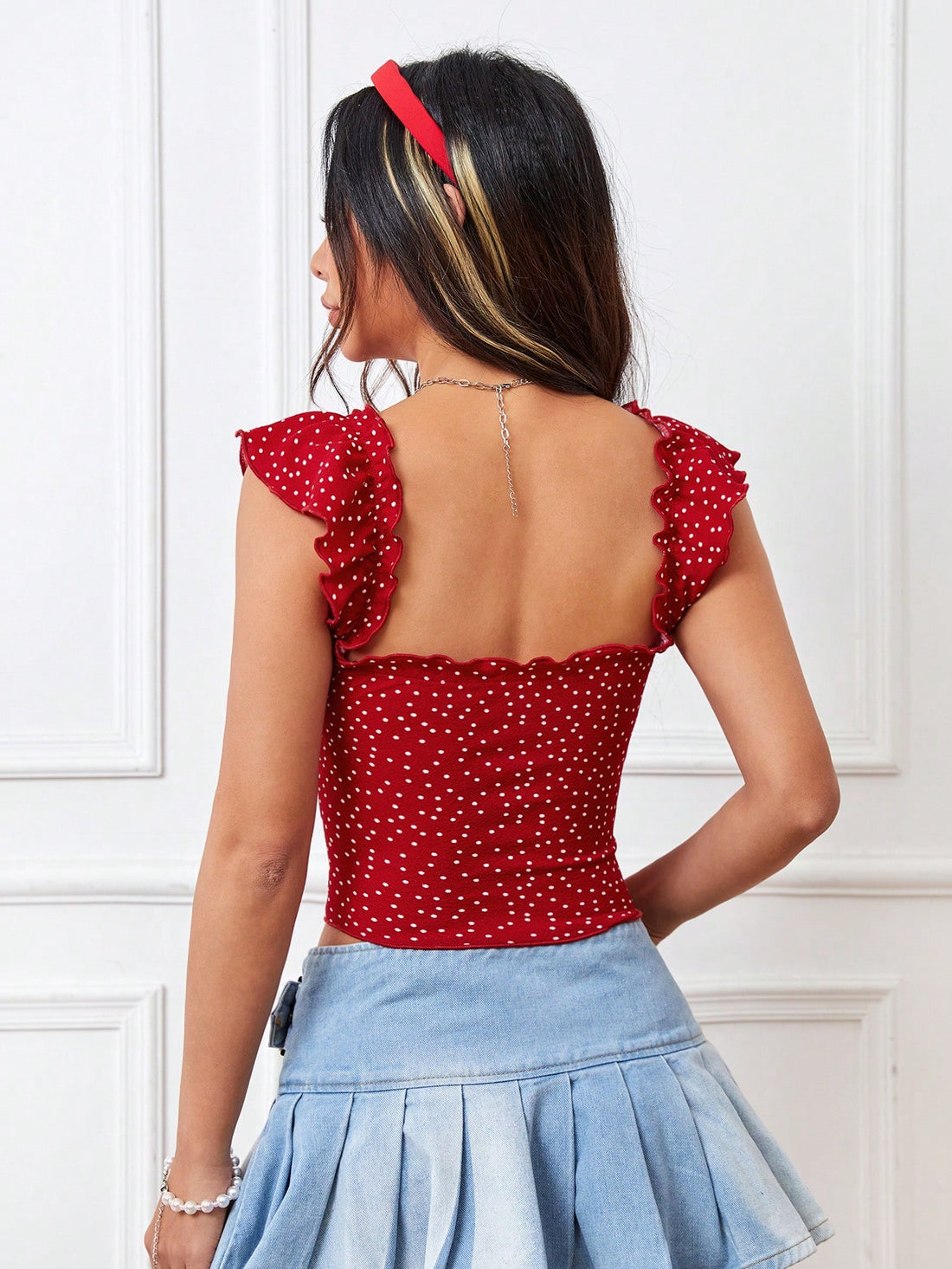 Polka Dot Front Tie Top