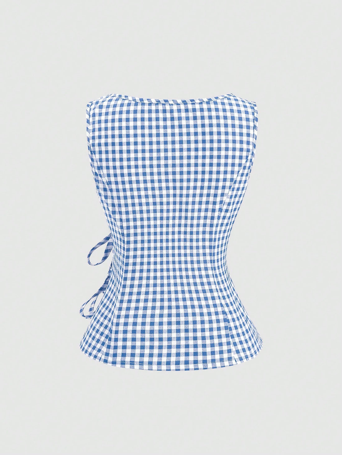 Plaid Sleeveless Tie-Up Top
