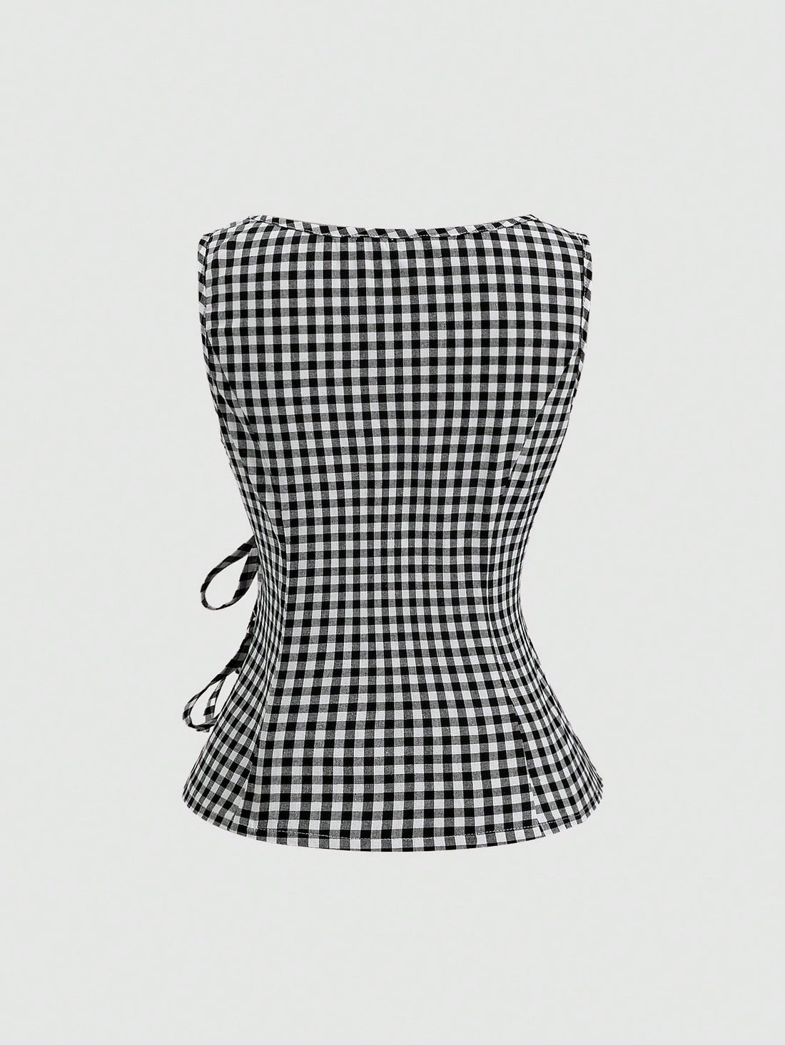 Plaid Sleeveless Tie-Up