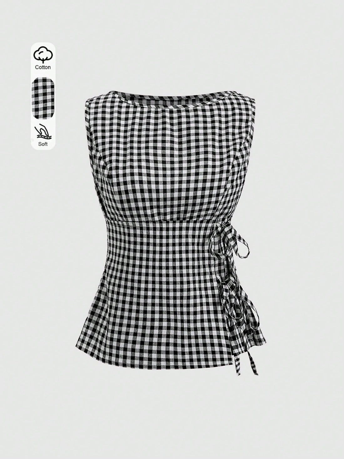 Plaid Sleeveless Tie-Up