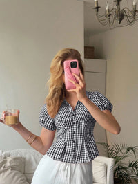 Black & White Plaid Crop Shirt