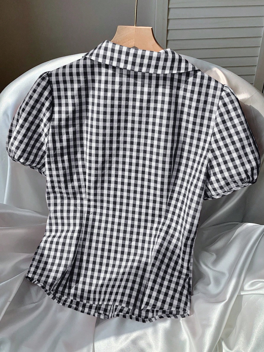 Black & White Plaid Crop Shirt