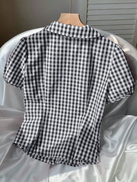 Black & White Plaid Crop Shirt