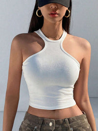 Classic White High Neck Racerback Ribbed Crop Top