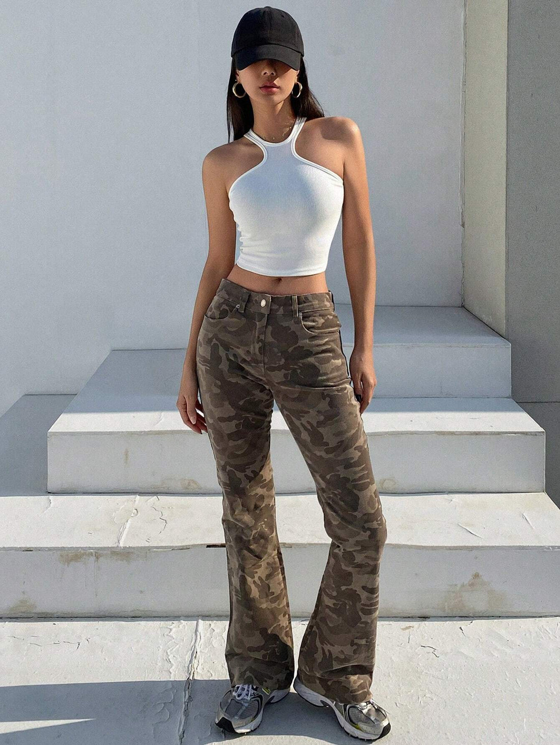 Classic White High Neck Racerback Ribbed Crop Top