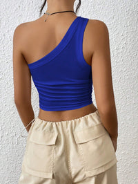 Royal Blue One Shoulder Ribbed Crop Top