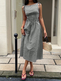Black & White Gingham Midi Dress