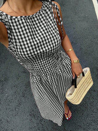 Black & White Gingham Midi Dress