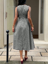 Black & White Gingham Midi Dress