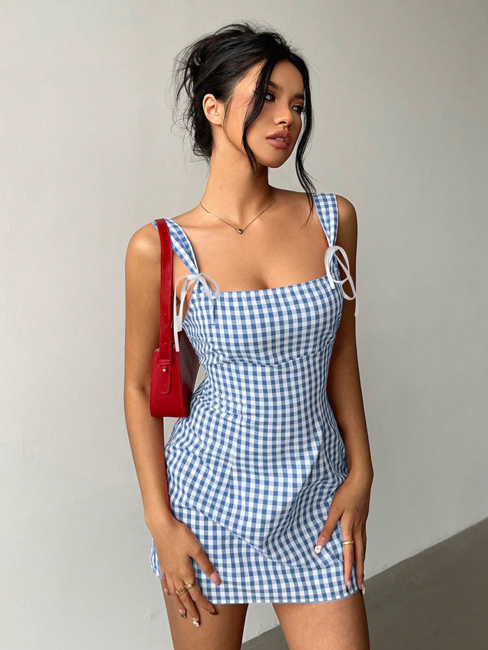 Plaid Mini Strap Dress