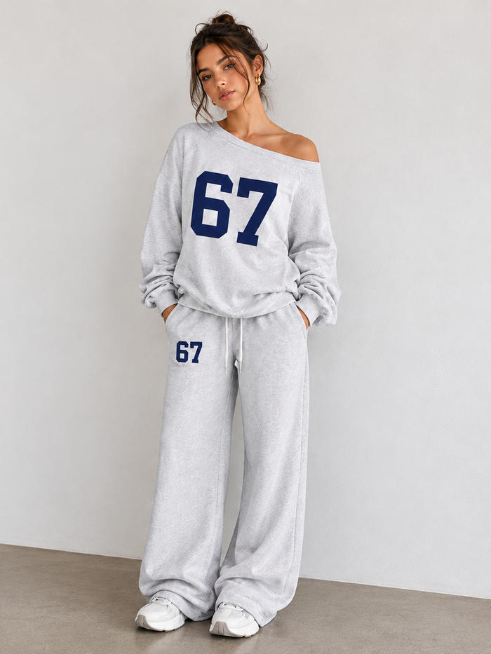 Grey 67 Oversized Sweatshirt & Wide-Leg Co-ord