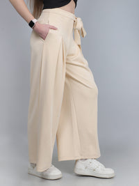 Beige High Waist Wide Leg Pants