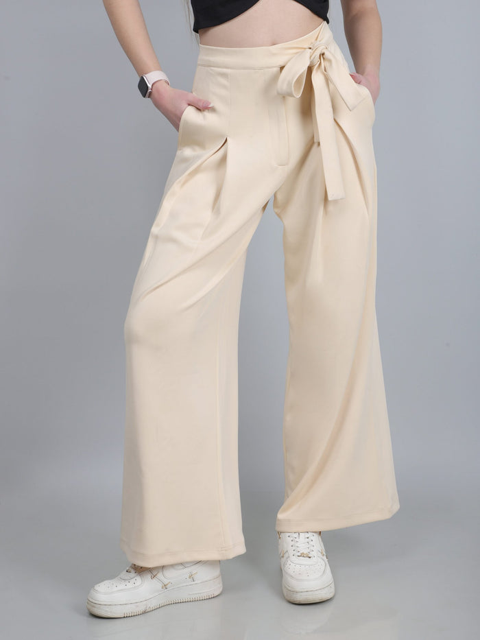 Beige High Waist Wide Leg Pants