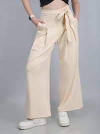 Beige High Waist Wide Leg Pants
