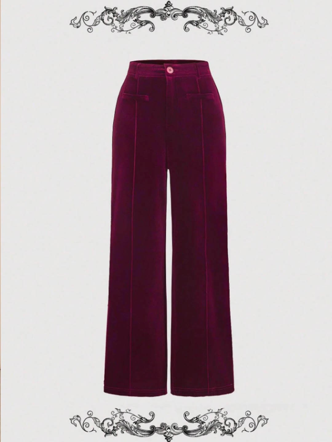 Red Velvet Straight Leg Pants