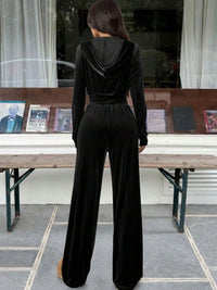 Set Of 2- Black hoodie zip up jacket with pants.