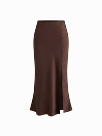 Chocolate Brown Flared Midi Skirt