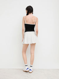 Women's Black & White Contrast Piping Ruched Cami Top