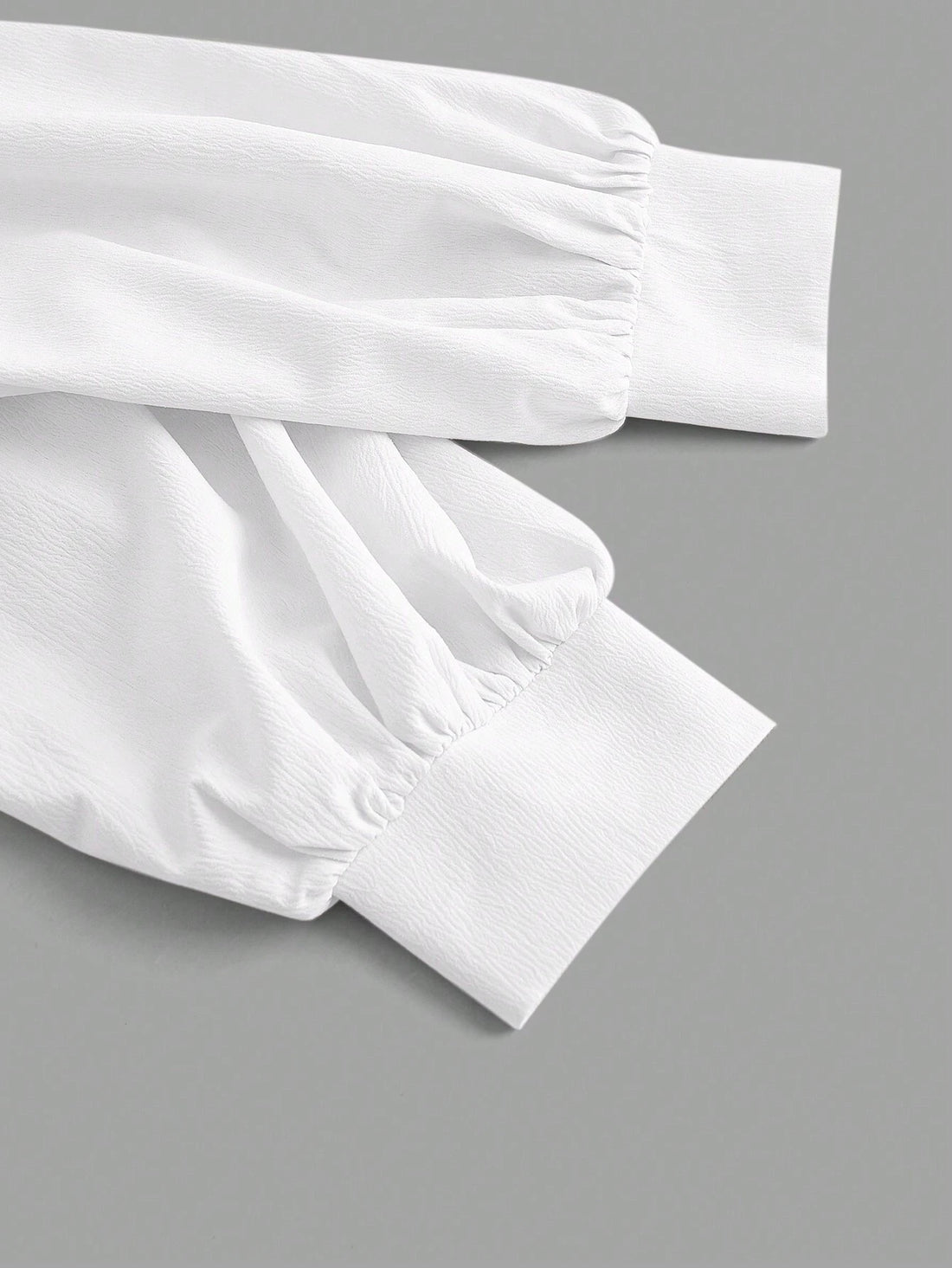 White Wrap-Style Tie Waist Blouse with Balloon Sleeves