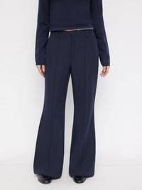 Navy High-Waisted Flared Trousers for Women