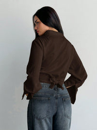 Mocha Wrap Tie-Up Crop Top