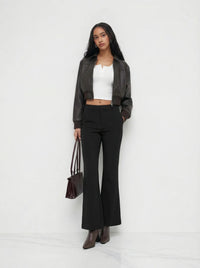 High-Rise Black Tailored Trousers