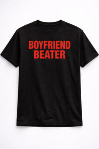 Boyfriend Beater Regular Fit T-Shirt for Women – Black Graphic Tee with Red Bold Print