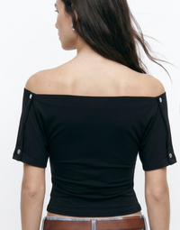 Black Draped Cowl-Neck Top