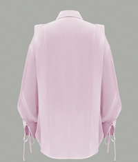Blush Balloon-Sleeve Tie Detail Top