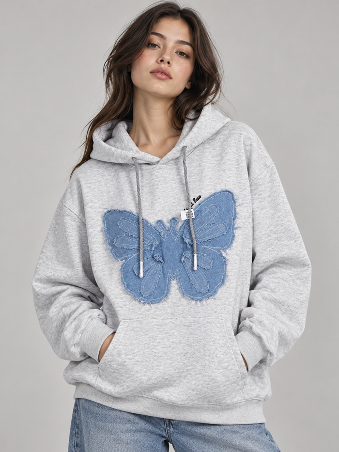 Butterfly Print Oversized Hoodie