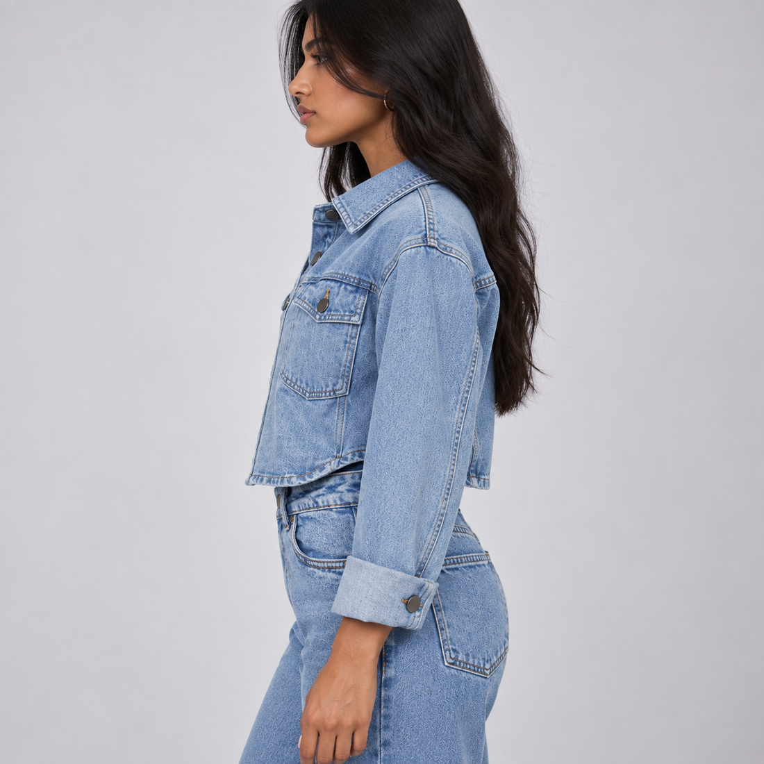 Cropped Utility Denim Jacket
