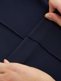 Navy High-Waist Pintuck Flare Trousers