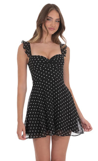 Noir Polka Ruffle Mini Dress