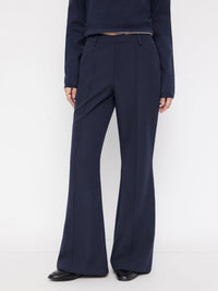 Navy High-Waisted Flared Trousers for Women