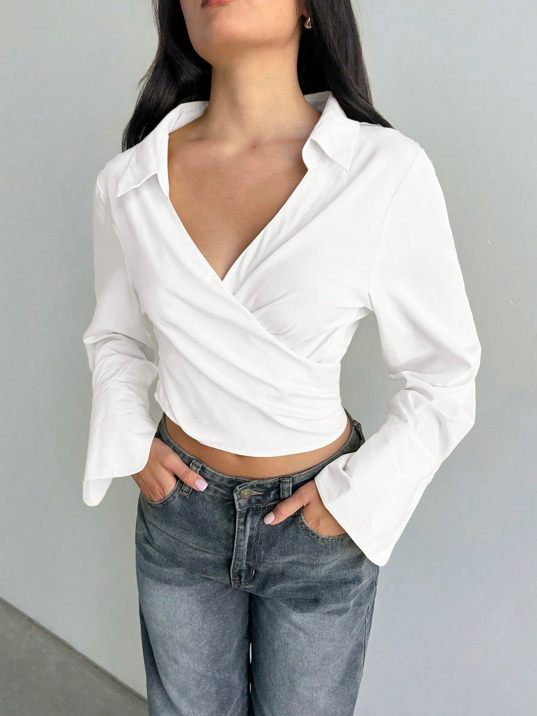 Ivory Wrap Tie-Up Crop Top