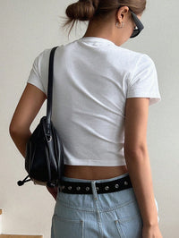Minimal Star Print White Crop T-Shirt