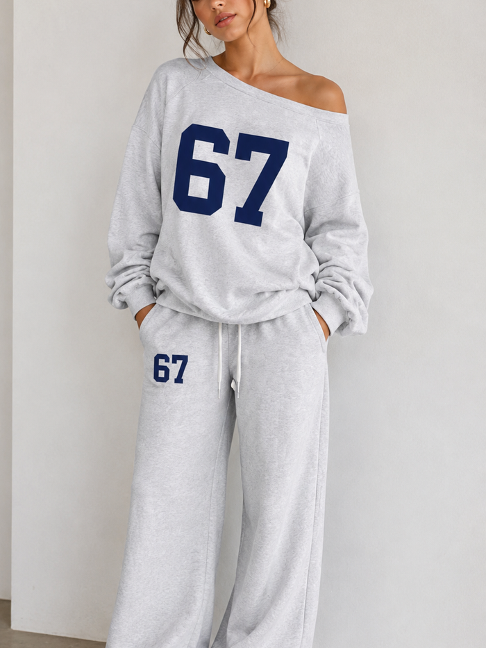 Grey 67 Oversized Sweatshirt & Wide-Leg Co-ord