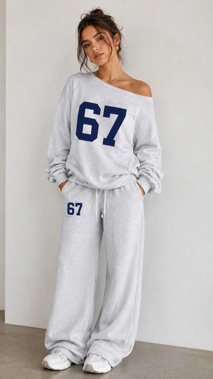 Grey 67 Oversized Sweatshirt & Wide-Leg Co-ord
