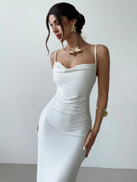 Pearl White Ruched Maxi Dress