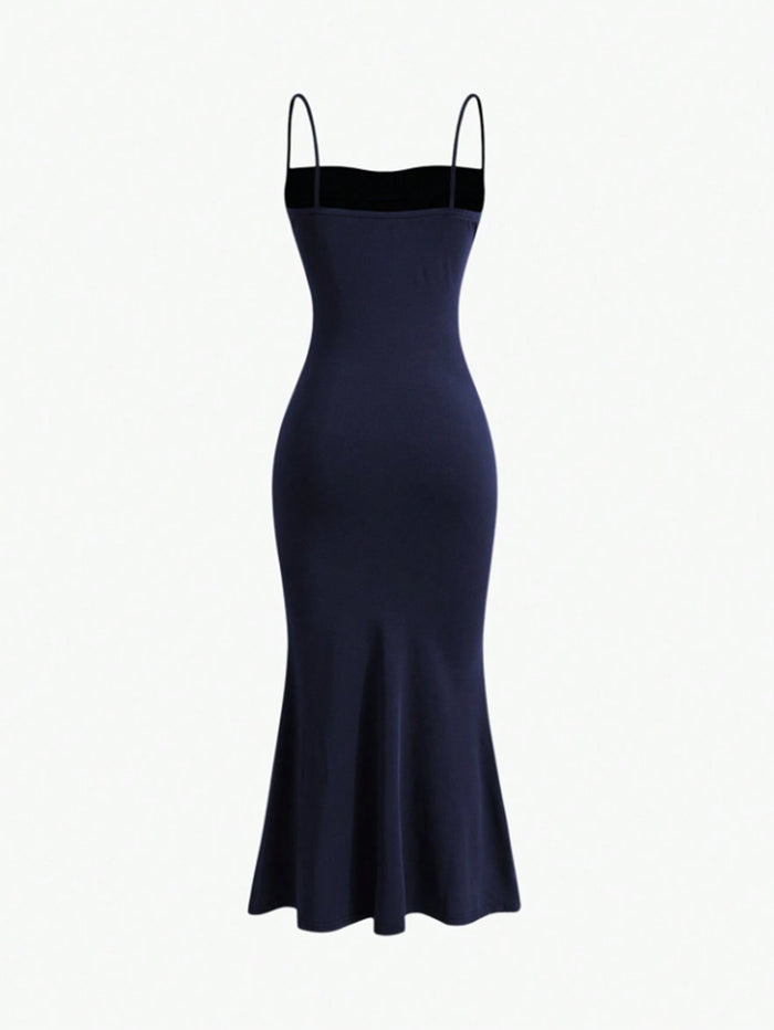 Midnight Navy Ruched Bodycon Maxi Dress