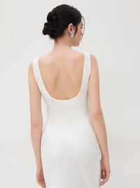 Boat Neck Solid Ruched Split Maxi Dress