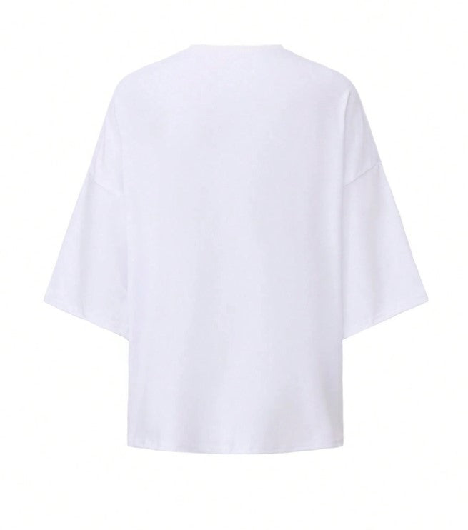 White "Spicy Life" Graphic Oversized T-Shirt for Women