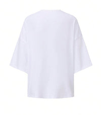 White "Spicy Life" Graphic Oversized T-Shirt for Women