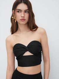 The Midnight Tier: Twist-Front Crop & Midi Skirt Set