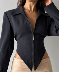 Denim Corset Zip-Up Top